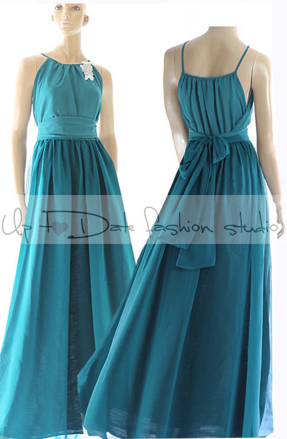 Eucalyptus Green Chiffon Bridesmaid Dress: Floor Length Wedding Party Gown  - Etsy