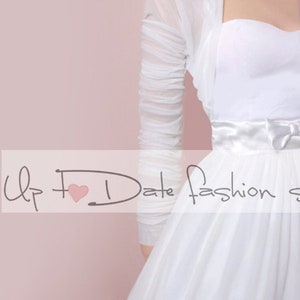 Custom color wedding bolero, bridal stretchy tulle long sleeve cover up image 4