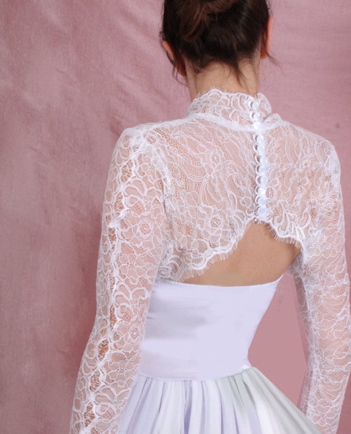Bridal lace cover up lace wedding bolero with long sleeve