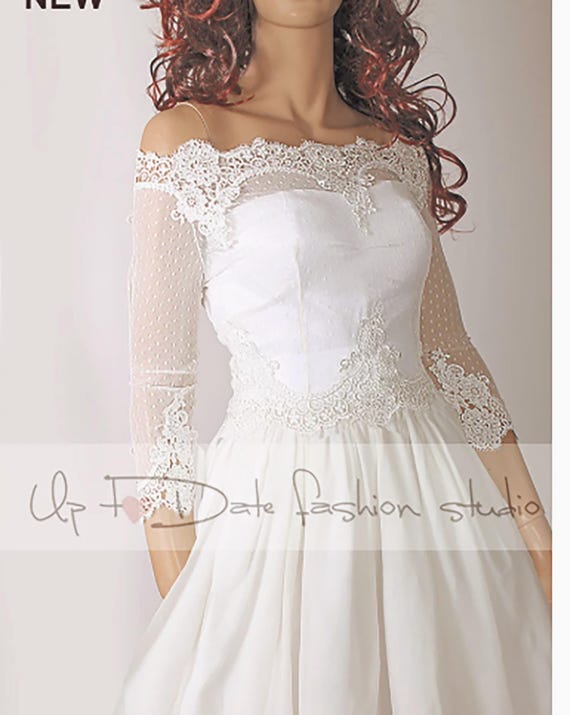 Plus Size Bridal Lace Bolero: Off-Shoulder Wedding Shrug