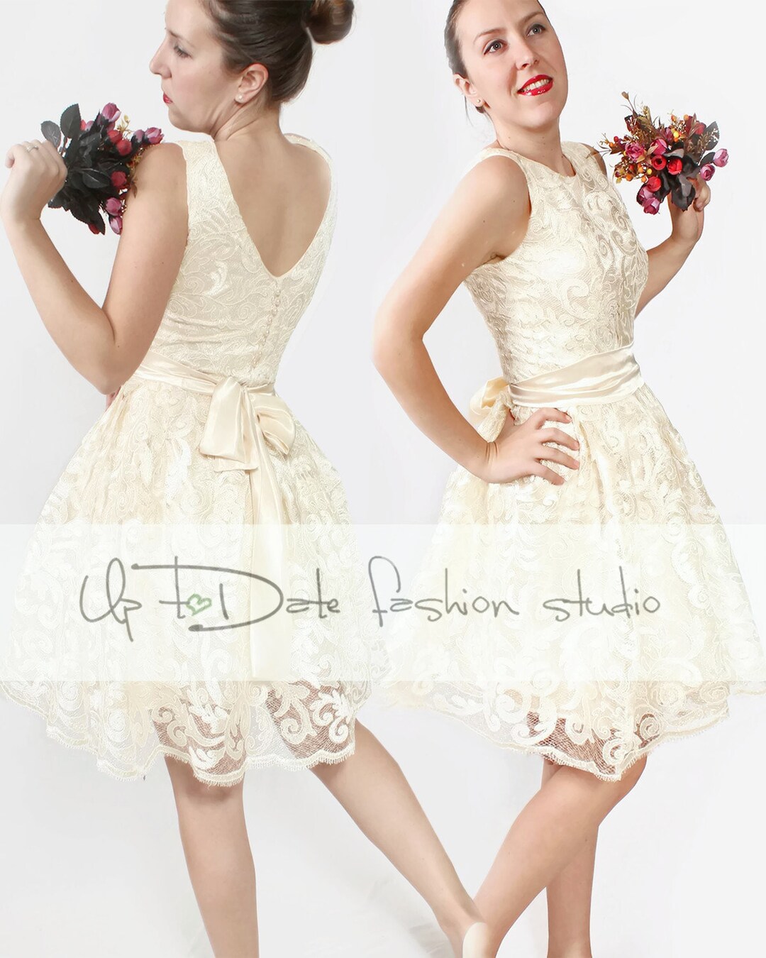 Bridesmaid Lace Gown Wedding Party Short Dress Sleeveless Etsy