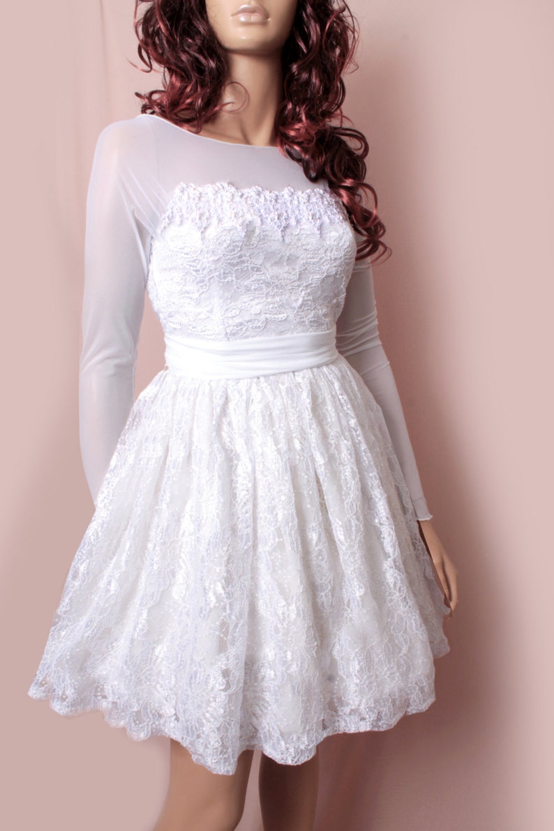 Plus Size Short Embroidery Lace Wedding Dress Long Sleeve Etsy