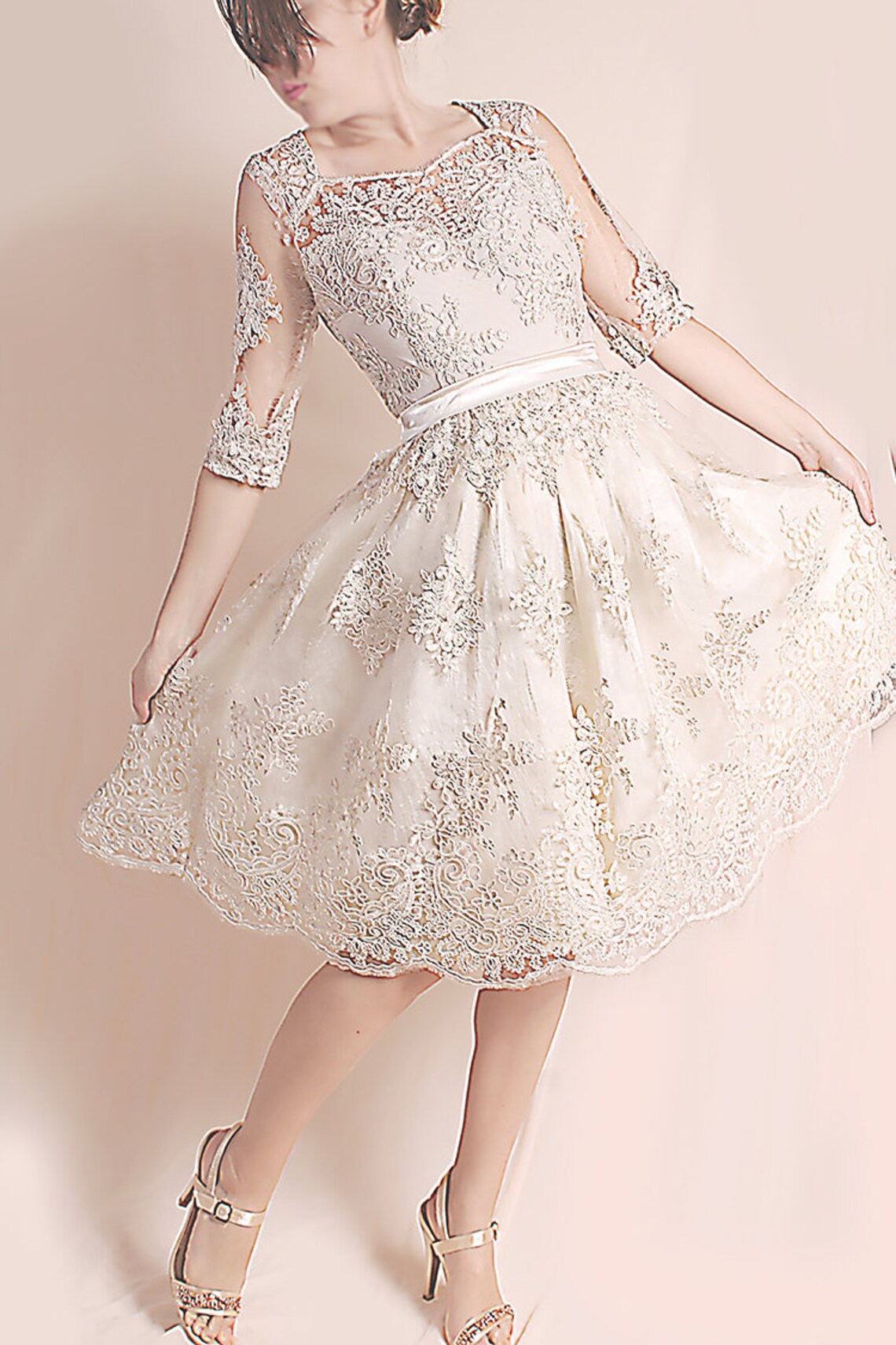 Plus Size lace wedding party dress knee length bridal Etsy