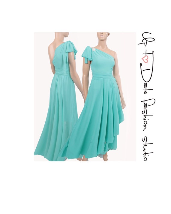 Bridesmaid Chiffon Long Turquoise Color Dress Wedding Party Etsy