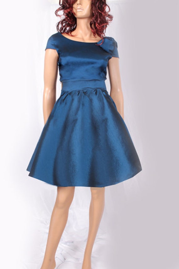 short taffeta bridesmaid dresses Silver Taffeta Little Girls Party Dresses,Short Junior Bridesmaid Dress with Sleeves,JB00078, J6 / Dark Navy main image 0