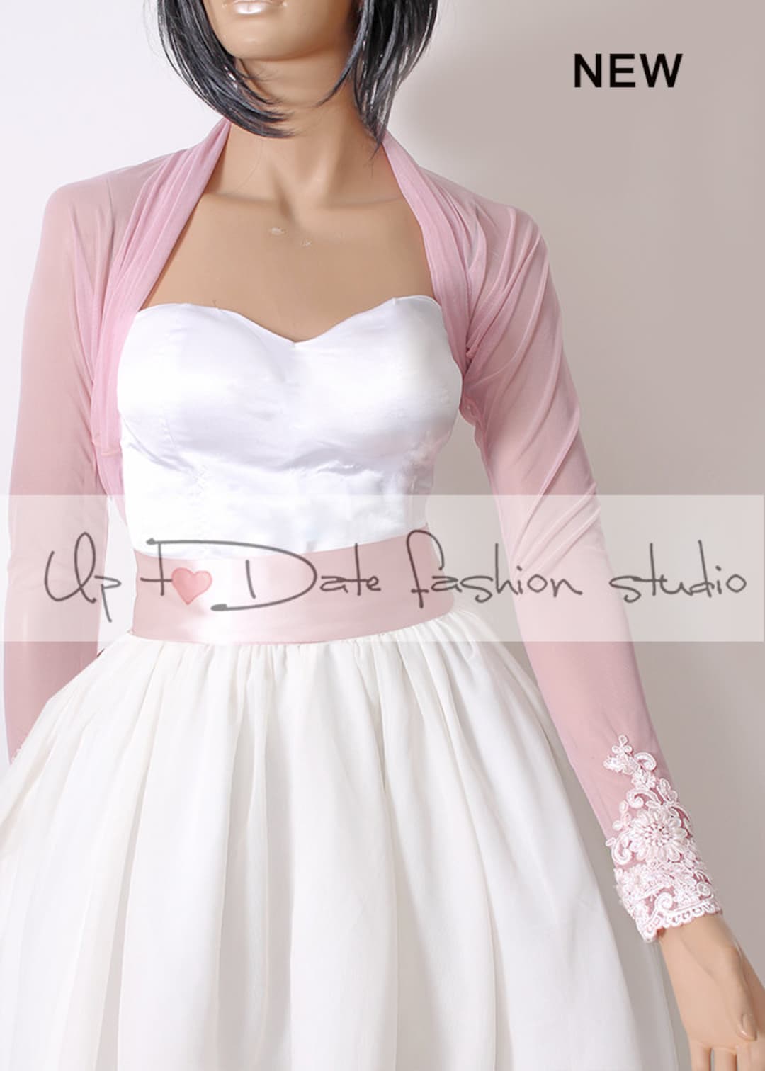 Bridal Tulle Blush Pink Bolero, Jacket, Custom Color Long