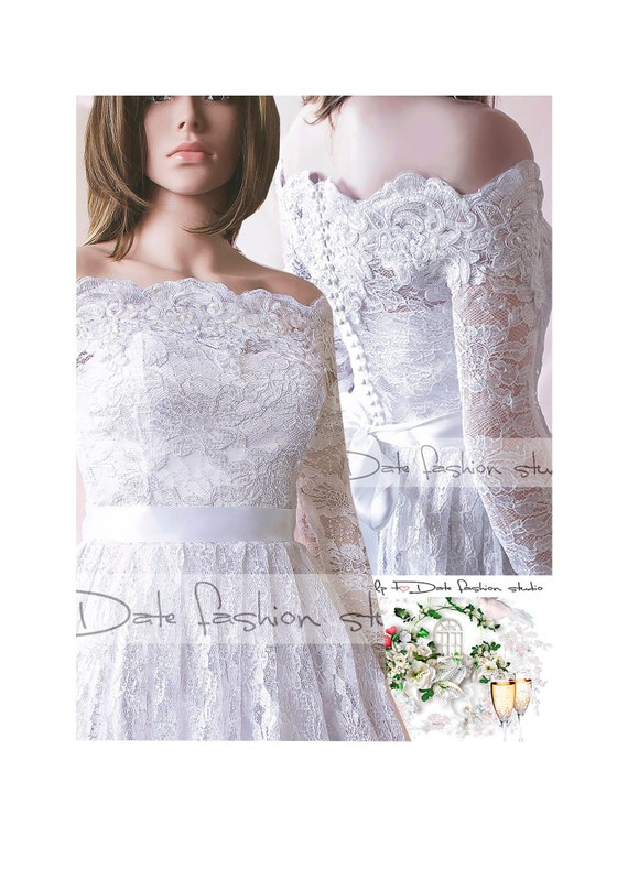 Short Lace Plus Size Wedding Dress Off shoulder Wedding Party Dress Custom Made With Sleeve Beach Wedding Etsy