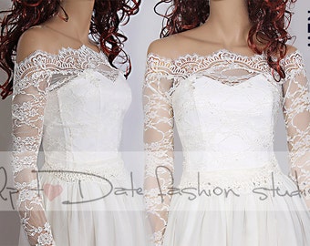 Plus Size Bridal Off-Shoulder Lace wedding jacket, Bolero shrug,  jacket , bridal lace top, wrap