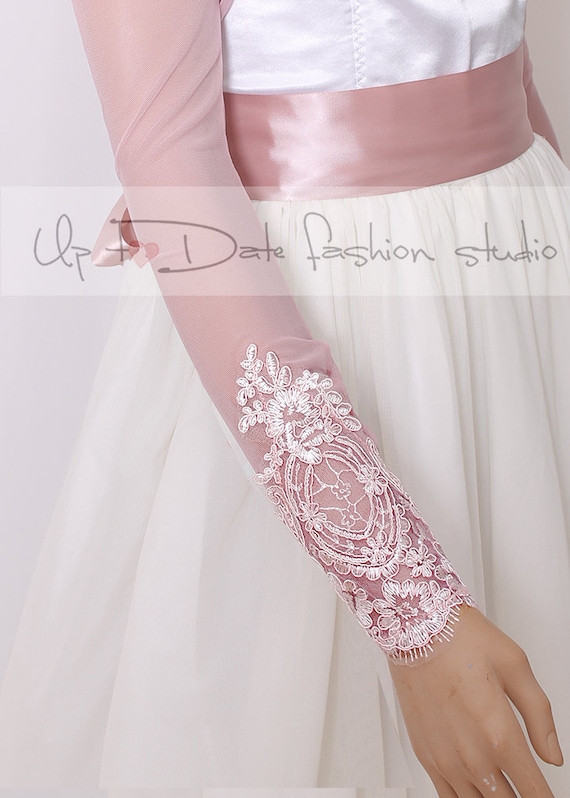 Bridal Tulle Blush Pink Jacket Bolero Long Sleeves Wedding Bolero Cover Up Etsy Canada