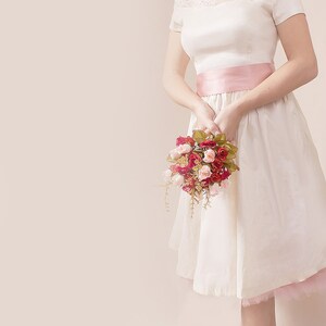 Bridesmaid ivory taffeta dress , knee length dress, holiday party dress, beach wedding party gown image 5
