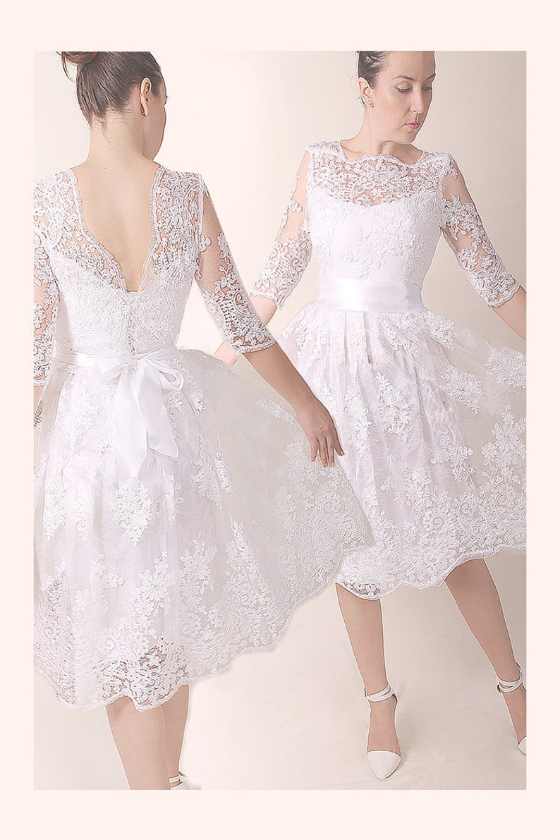 Lace Plus Size Short Bridal Gown Wedding Party Dress V Etsy
