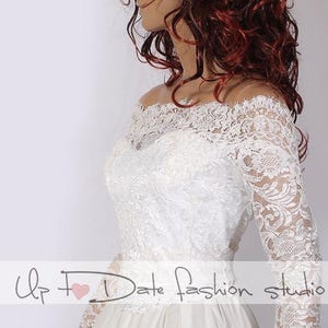 Bridal Off-Shoulder lace bolero, wedding cover up,  custom made , long sleeve, lace shrug, wrap