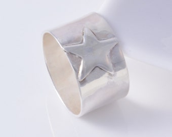 Anillo de estrella de plata de ley hecho a mano elija su tamaño hecho a medida para pedir anillo de estrella 925