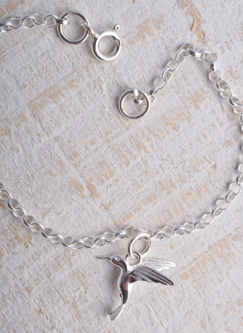 Ankle Bracelet Sterling Silver 925 Hummingbird Humming Bird Etsy