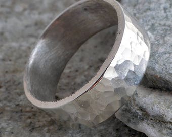 Sterling silver hammered 6mm band ring handmade choose your size custom made to order 925