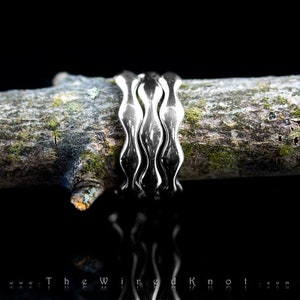Wide Wavy Stacker Rings Sterling Silver