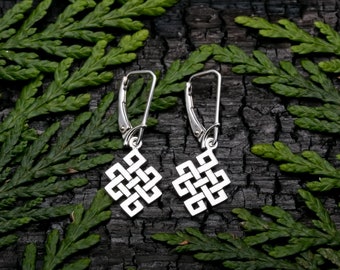 Sterling Silver Geometric Knot Earrings