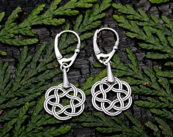 Sterling Silver Round Celtic Knot Earrings