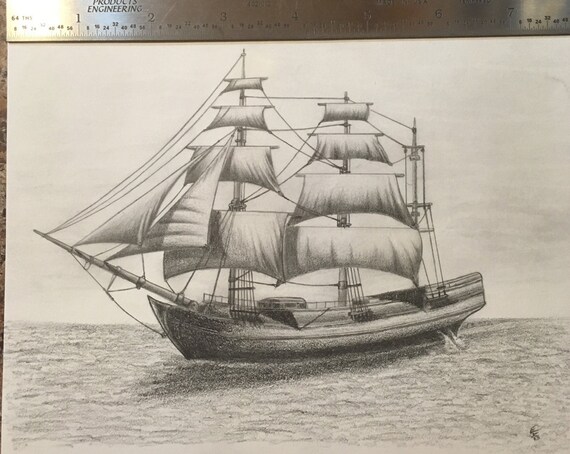  Sailboat Drawing original Etsy
