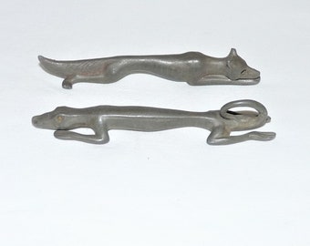 Art Nouveau Fox & Lizard Cutlery Rests: Vintage Tableware