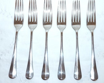 Dinner or Table Forks x 6, Mappin and Webb, Rattail Pattern, Princes Plate, Worn Forks x 6, Circa 1930, English Cutlery, Gift for the Home