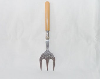 Edwardian Toast Serving Fork, Faux Bone Handle, English Teatime Prop