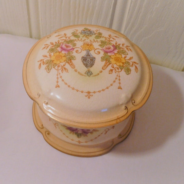 Blushware Pot with Lid, By Regal Ware, Edwardian Elegance, English Ceramics, Keepsake Dish, Gilding, Edwardian Swags, Art Nouveau