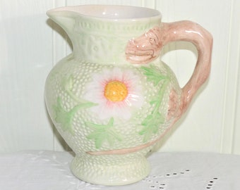 Shorter & Son Dragon Jug: Chrysanthemum Foliage, Green and White, England