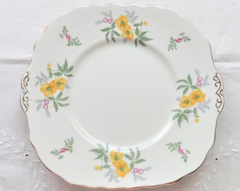Cake Plate Melba Buttercup, Sandwich Plate, Colclough Plate, Serving Plate, Circa 1941 to 1946, Mayer and Sherratt, Made in England