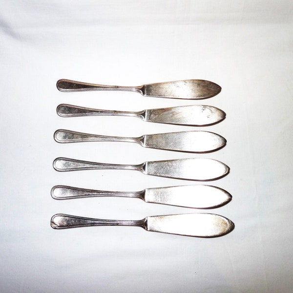 Fish Cutters x 6, Bead Pattern, Food Photography, Fish Cutlery, A1 Plate, Set Prop, Sheffield Cutlery, Made in England, flatware, 03559