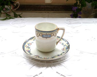 Antique Noritake Demitasse Cup and Saucer: Mismatched Bone China, Early 1900s