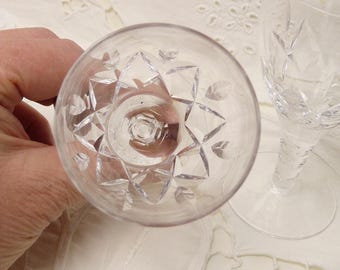 Stuart Crystal Sherry Glasses (Set of 2): Carlingford Spot Stem, Cross and Dart Pattern