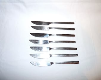 Conjunto de talheres vintage dos anos 70 com facas para peixe em aço inoxidável Viners Chelsea