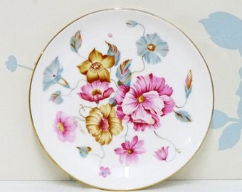 Queen Anne Bone China Trinket Dish: Floral Ring Holder