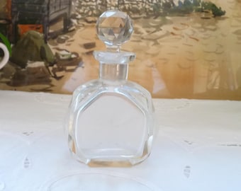 Art Deco Perfume Bottle: Clear Glass English Scent Bottle, 1920s-30s