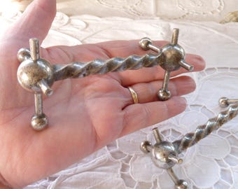 Vintage Silver Plated Cutlery Rests: Barley Twist Bar, Spheres on Feet