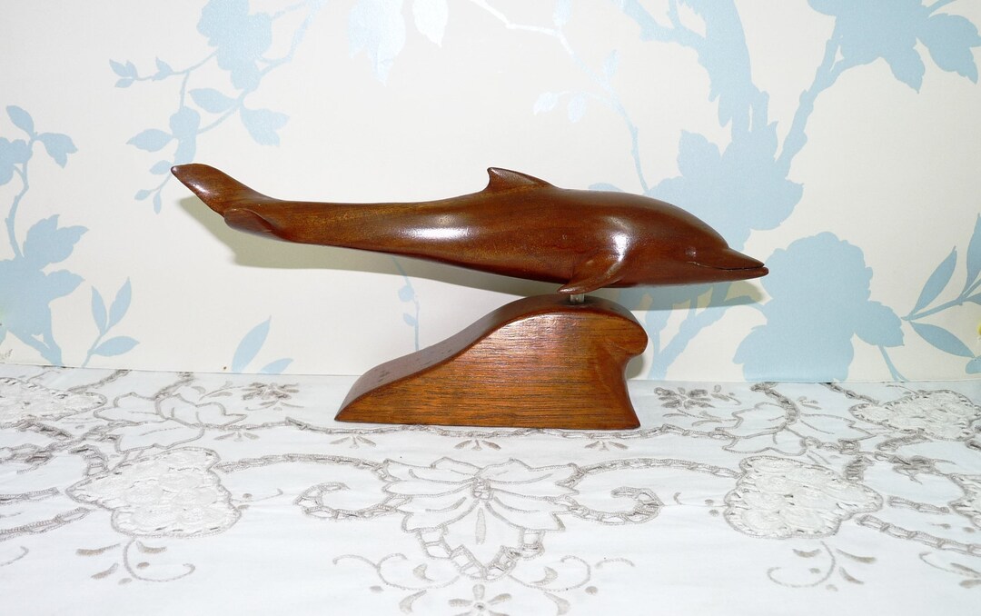 Dolphin Sculpture Hand Carved Hardwood Dolphin Ornament by Etsy