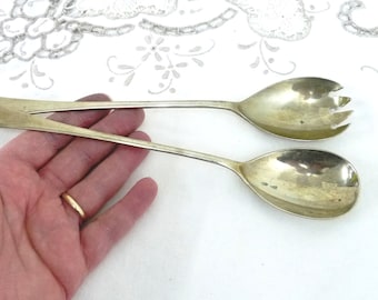 Vintage EPNS Salad Serving Spoons: Old English Pattern, Made in England