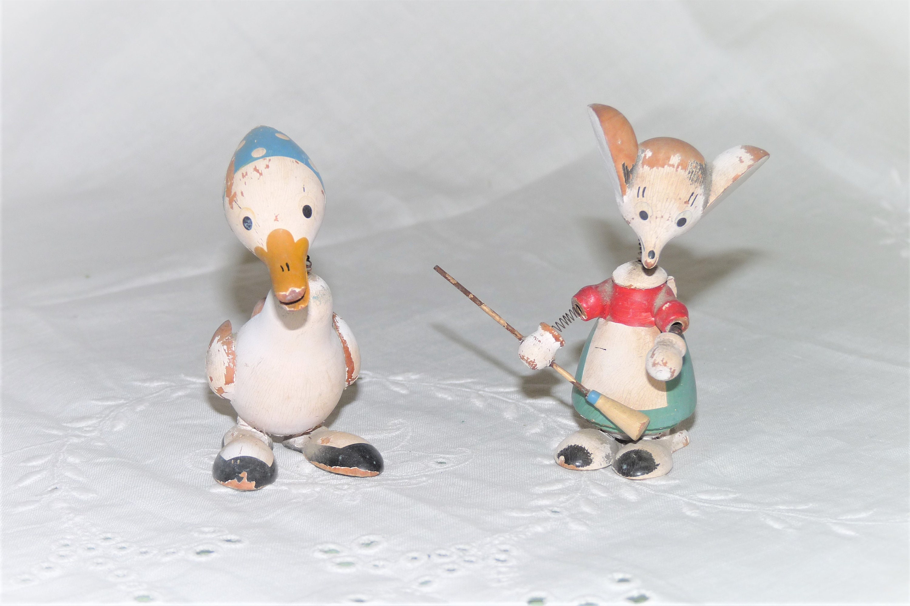 Wijde selectie zelfstandig naamwoord bouwen Pair of Wobbly Head Toys Mouse and Duck Figures Goula Spain - Etsy