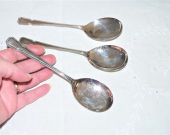 Vintage Silver Plated Dessert Spoons - Sheffield England, Set of 3