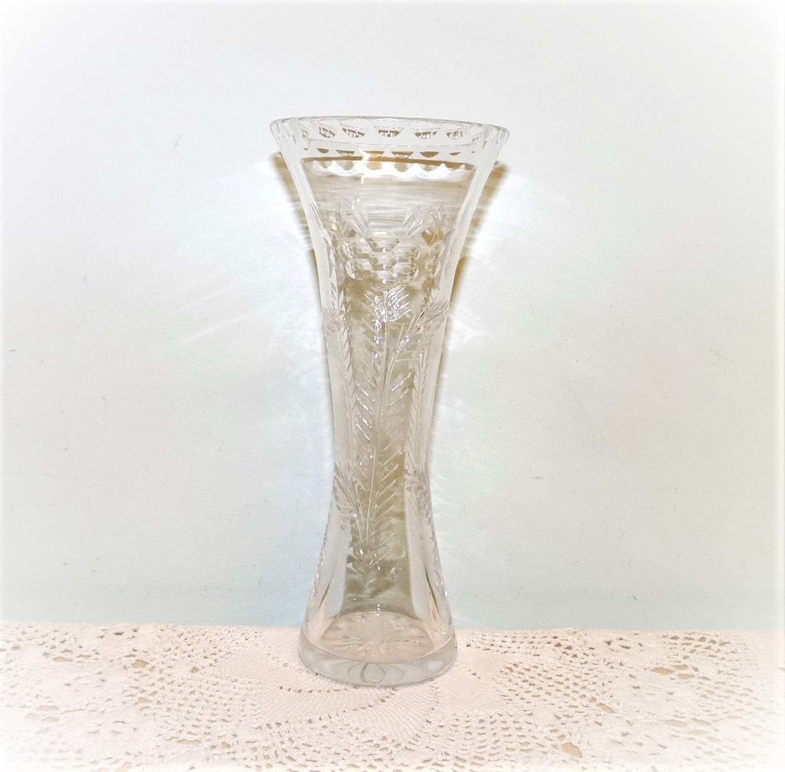 Tall Narrow Vase Tall Bud Vase Cut Glass Crystal Flower and Etsy UK