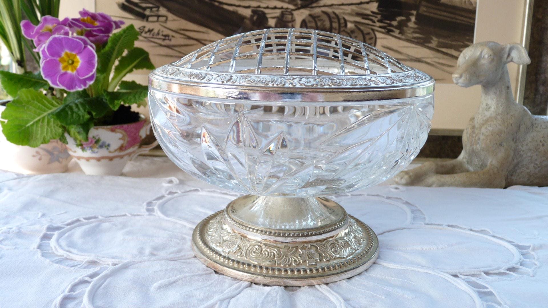 花瓶 英国 SILVER純銀P.薔薇 ポプリポット花瓶 アンティーク シルバー