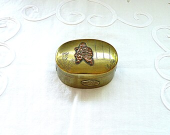 Vintage Brass Oriental Trinket Dish, Ring Keeper, Small Pot