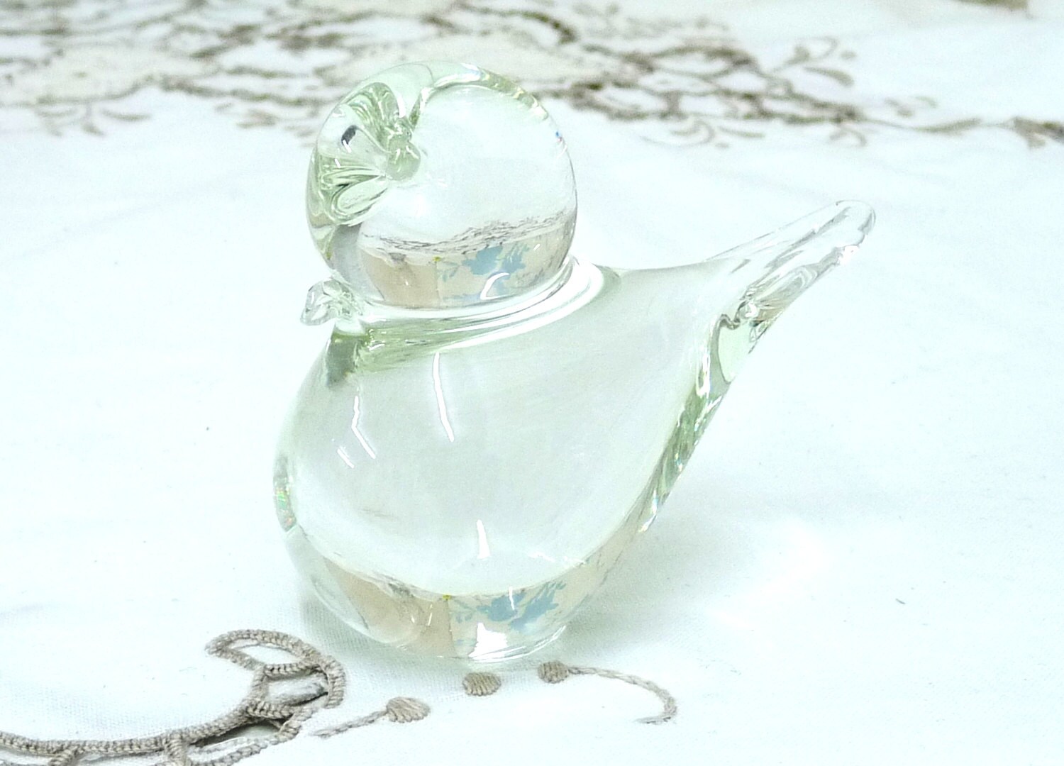 Vintage Bird Glass Paperweight Dump Glass Bird Clear Glass Etsy UK