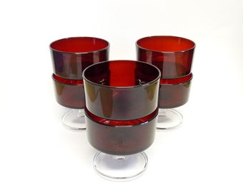 Cristal D'Arques Cavalier Ruby Red Dessert Bowls - Set of 6