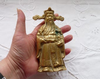 Brass Lu God Figurine: Feng Shui Lucky Symbol, Desk Decor