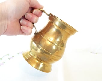 Solid Brass Tankard Mug: Vintage Home Bar Decor, Flower Vase