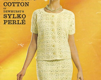 1960s Vintage Crochet Pattern for Elegant Skirt Suit PDF Download