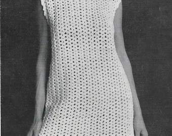 Vintage 1960s Crochet Pattern for Mini Dress PDF Download