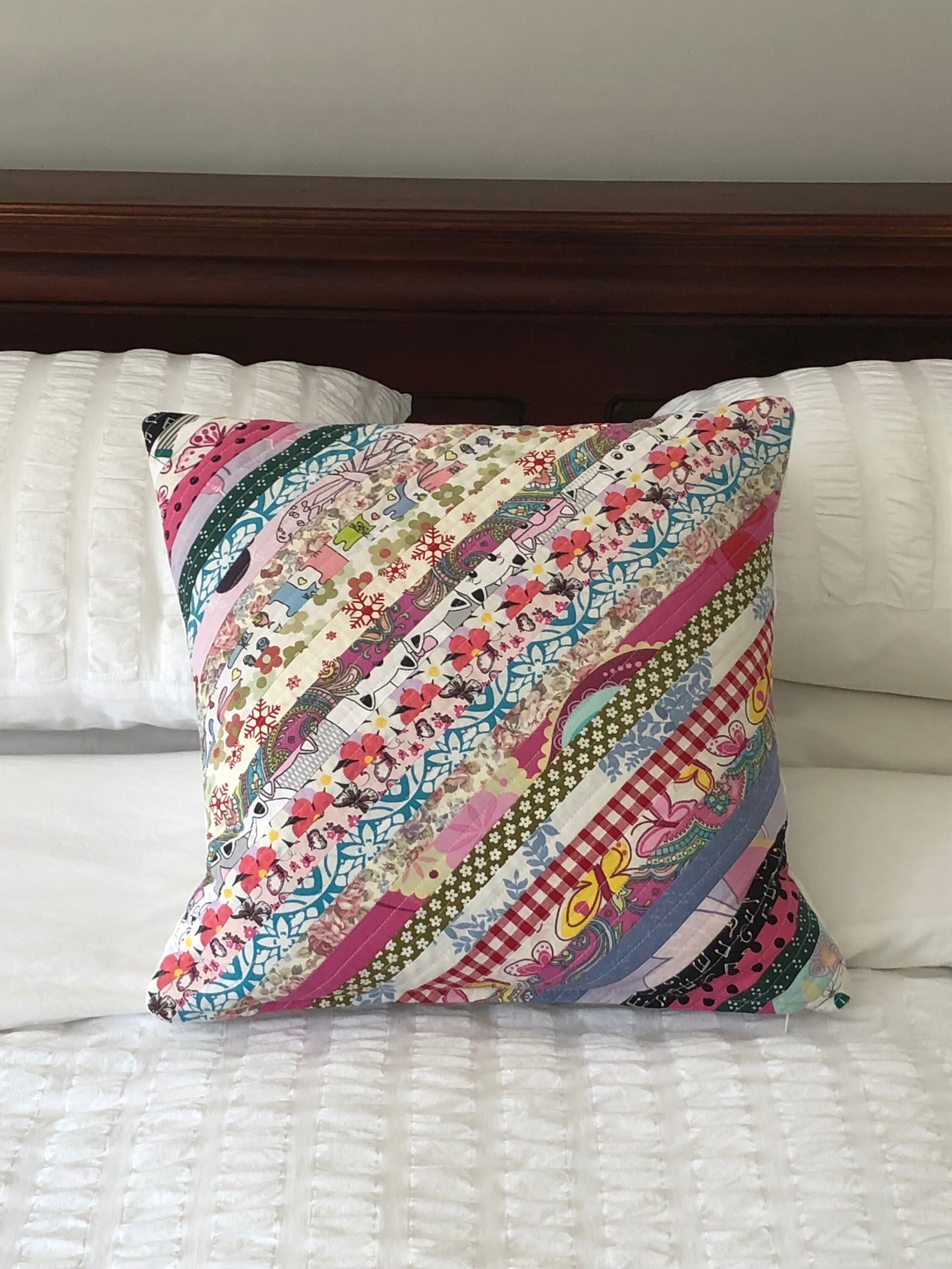 Scrappy Quilt Handmade Cushion Cover Made From 100 Recycled Etsy